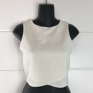 Express Ivory Crisscross Crop Top Back Cutouts